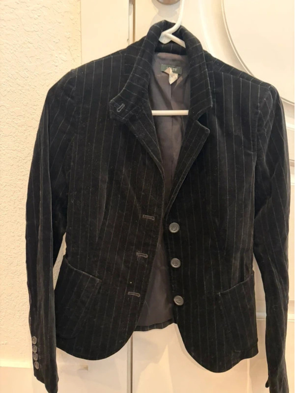 J.Crew Black Velvet Pinstripe Blazer (2)